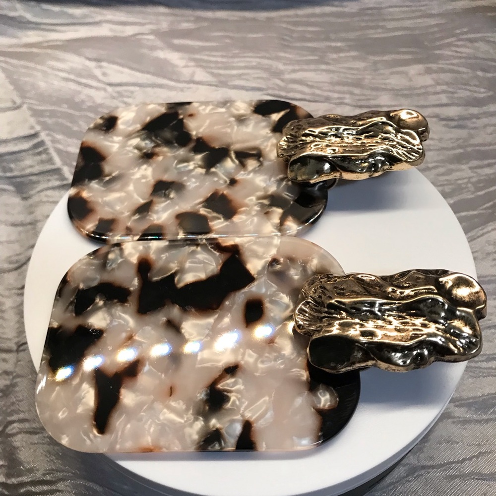 Gold and Tortoiseshell Statement Earrings - Picture 10 of 11